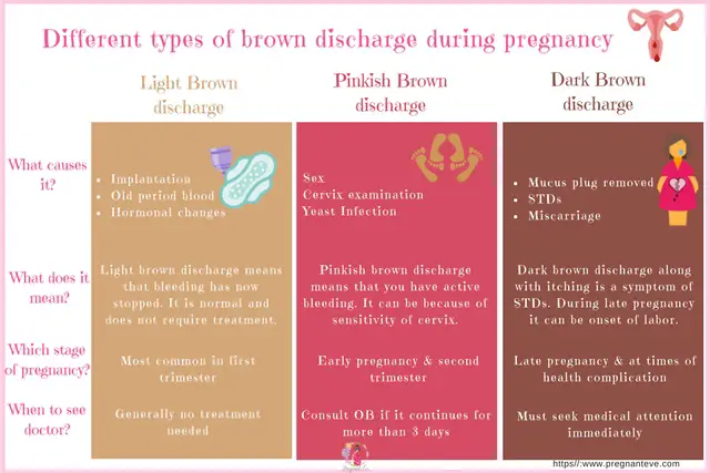 Different types of brown discharge during pregnancy
