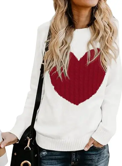 Long Sleeve Heart-Shaped Sweater